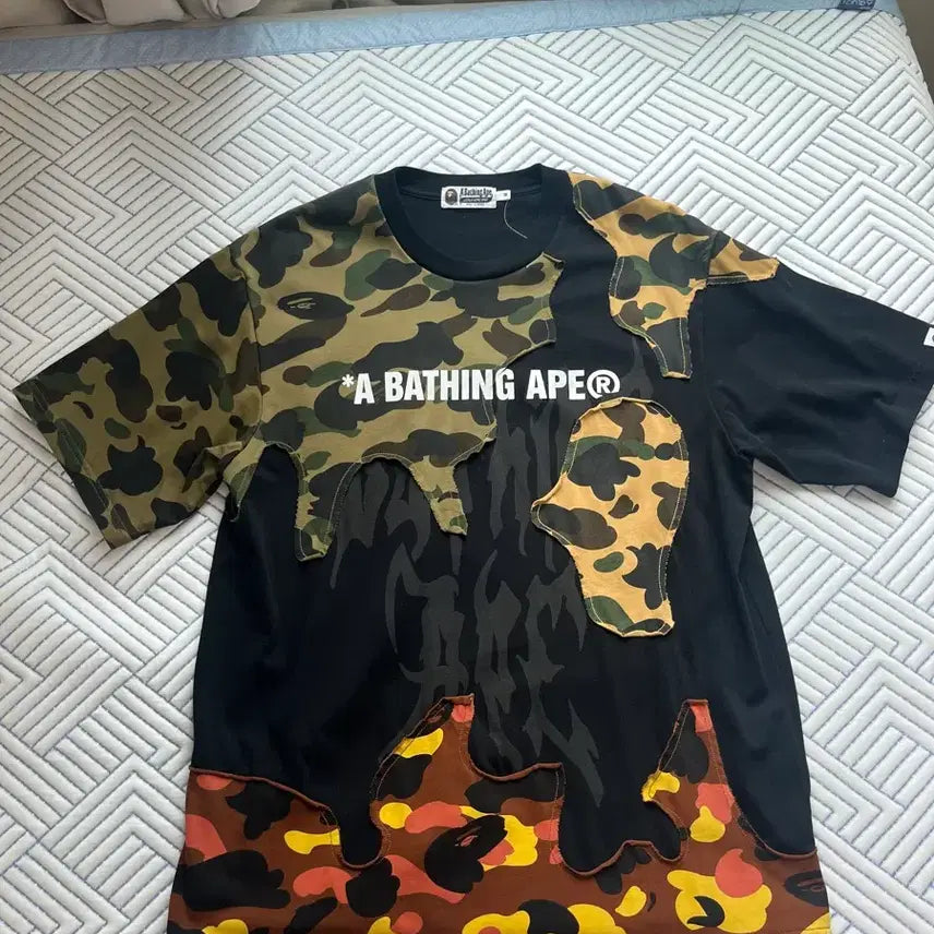 [BUNJANG] BAPE Camo Patchwork Short Sleeve T-Shirt / 베이프 카모 패치워크 반팔