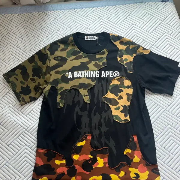 [BUNJANG] BAPE Camo Patchwork Short Sleeve T-Shirt / 베이프 카모 패치워크 반팔