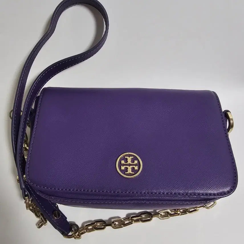 [BUNJANG] Tory Burch Saffiano Leather Robinson Chain Crossbody Bag (Purple) / [토리버치] 사피아노 레더 로빈슨 체인 크로스백 (퍼플)