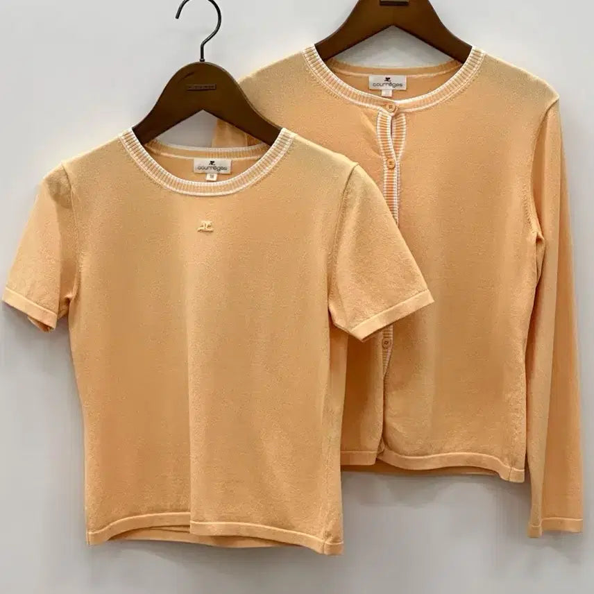 [BUNJANG] Courreges Coral Orange Knit & Cardigan Set / courreges / 꾸레쥬 코랄 오렌지 니트 & 가디건 세트