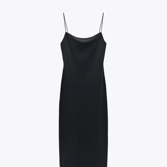 [BUNJANG] Zara Ribbed Square Neck Slim Fit Midi Dress / 자라 스킴스맛 원피스