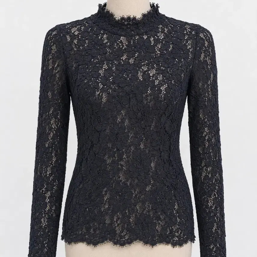 [BUNJANG] HELMUT LANG Lace Long Sleeve T-Shirt Black / 헬무트랭 레이스 긴팔 티셔츠 블랙