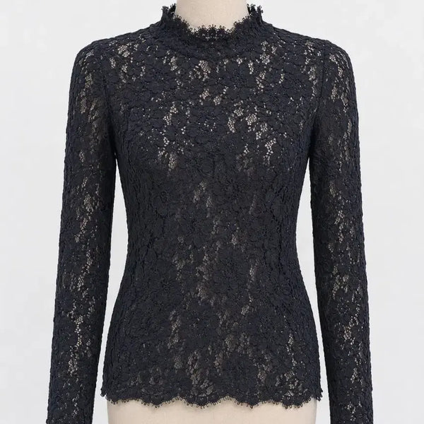 [BUNJANG] HELMUT LANG Lace Long Sleeve T-Shirt Black / 헬무트랭 레이스 긴팔 티셔츠 블랙