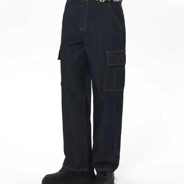 [BUNJANG] DECEIT Basic Cargo Wide Denim Pants DCPT010I Blue 34 / 데케트 베이직 카고 와이드 데님 팬츠 DCPT010I BLUE 바지 34