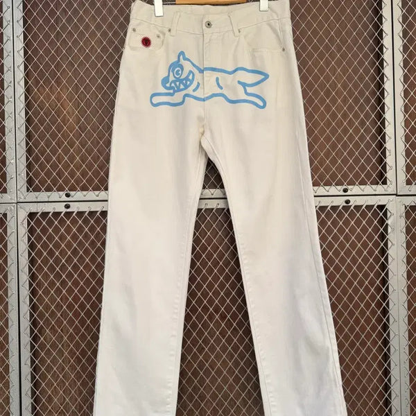 [BUNJANG] BBC Icecream Nigo Running Dog White Denim Pants (Size 32) / bbc icecream 니고 아이스크림 러닝독 화이트 데님 팬츠 32