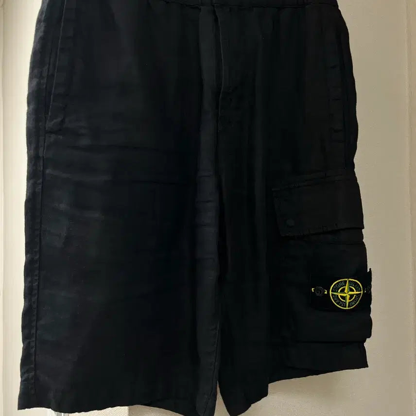 [BUNJANG] Stone Island Linen Shorts Size 28-29 Black / 스톤아일랜드 린넨 반바지 28~29
