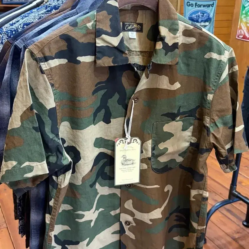 [BUNJANG] Colimbo Woodland Camo Open Collar Shirt / 26SS콜림보 우드랜드 카모 오픈 카라 셔츠