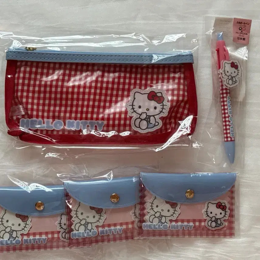 [BUNJANG] Sanrio Gingham Check Clear Flat Stationery Set / 산리오 오리지널 깅엄체크 클리어 플랫 문구세트