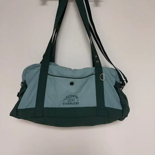 [BUNJANG] Lacoste x Starbucks Collaboration Duffle Bag Mint Green / 라코스테 스타벅스 콜라보 더플백 민트그린