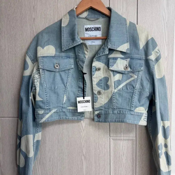 [BUNJANG] Moschino Couture Denim Jacket Blue Heart Pattern / 모스키노 꾸뛰르 데님 자켓 블루 하트 패턴 새상품 "정품"