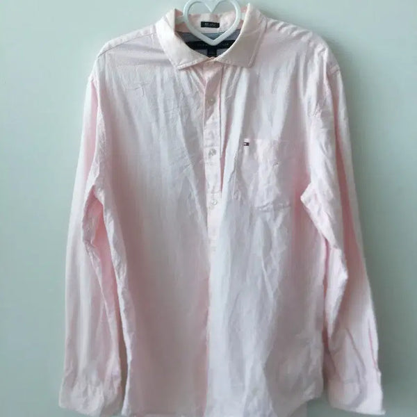 [BUNJANG] Tommy Hilfiger Pastel Pink Subtle Stripe Relaxed Fit Shirt / 타미힐피거 연핑크 잔잔 스트라이프 넉넉핏 셔츠