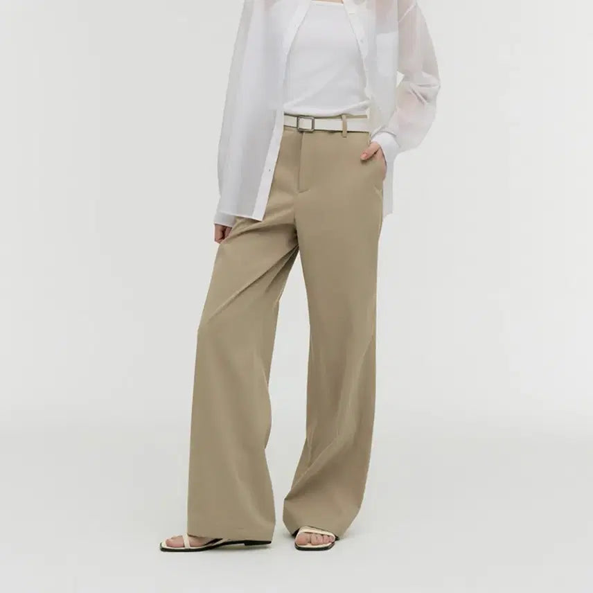 [BUNJANG] Mongdol Essential Straight Pants Beige M / 몽돌 에센셜 스트레이트 팬츠 베이지 M
