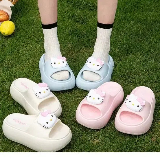 [BUNJANG] Hello Kitty Platform Sandals / 헬로키티 샌들 뮬 슬리퍼 핑크/블루/화이트