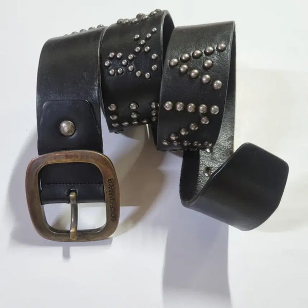 [BUNJANG] Dolce & Gabbana Genuine Leather Studded Vintage Belt / 돌체앤가바나 통가죽 스터드 빈티지 벨트 구제 칭찬은고래도춤추게