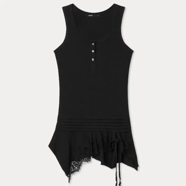 [BUNJANG] MISOO Lace Asymmetrical Layered Dress / 미쏘 레이스 언발 레이어드 원피스