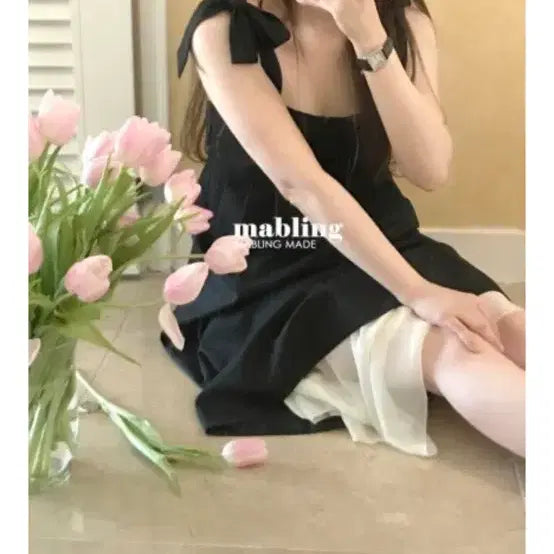 [BUNJANG] Mabling Little Black Ribbon Dress / mabling 마블링 Little Black Ribbon Dress