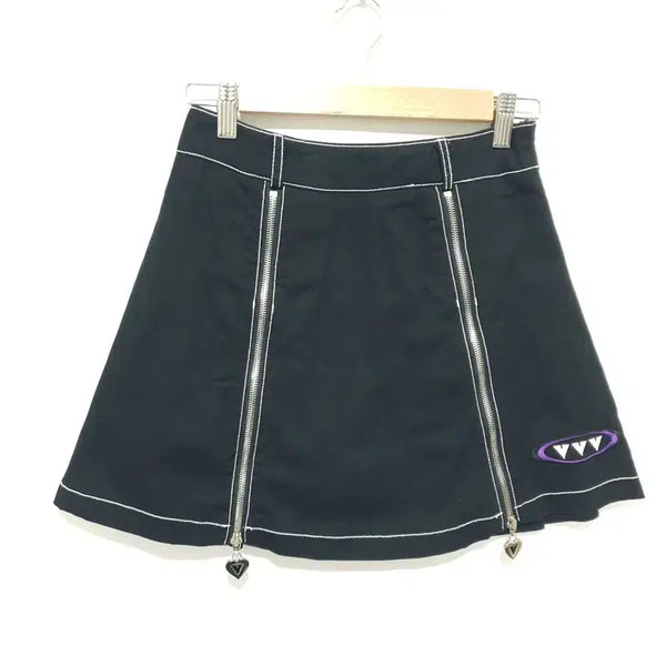[BUNJANG] V V V Zipper Checkerboard Pleated Skirt / 브이브이브이 지퍼 체커보드 플리츠 스커트 F_S1862