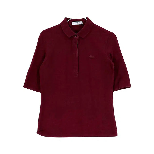 [BUNJANG] Lacoste Women's Classic Slim Fit Short Sleeve Polo Shirt Burgundy / 라코스테 여성 클래식한 슬림핏 반팔카라티 90 버건디 01025