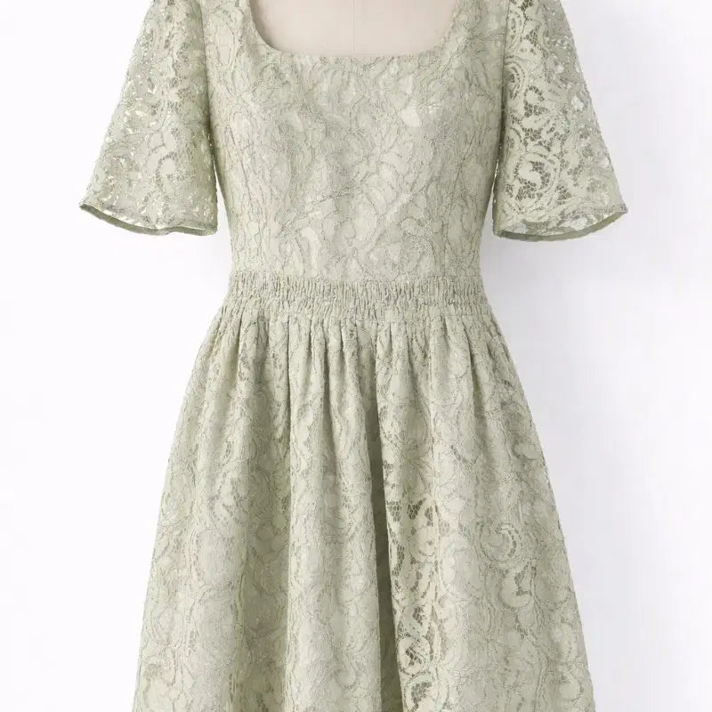 [BUNJANG] Carven Lace Square Neck Dress Mint / 까르뱅 레이스 스퀘어넥 원피스 민트