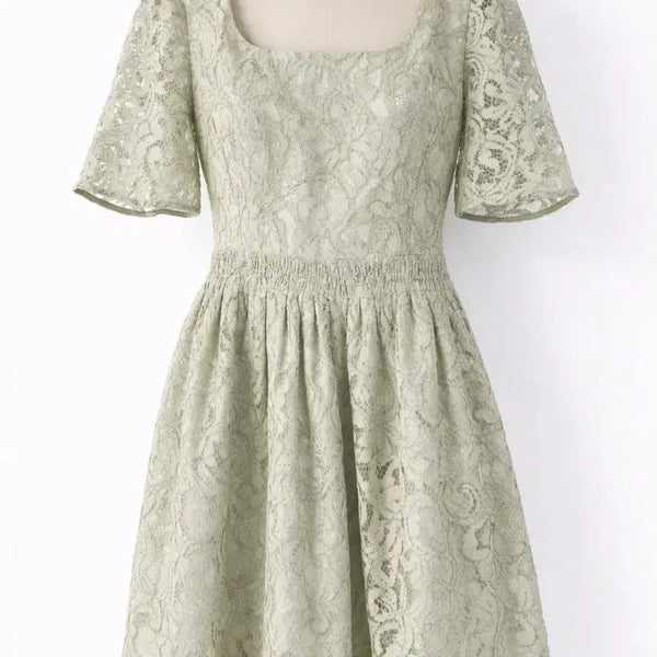 [BUNJANG] Carven Lace Square Neck Dress Mint / 까르뱅 레이스 스퀘어넥 원피스 민트