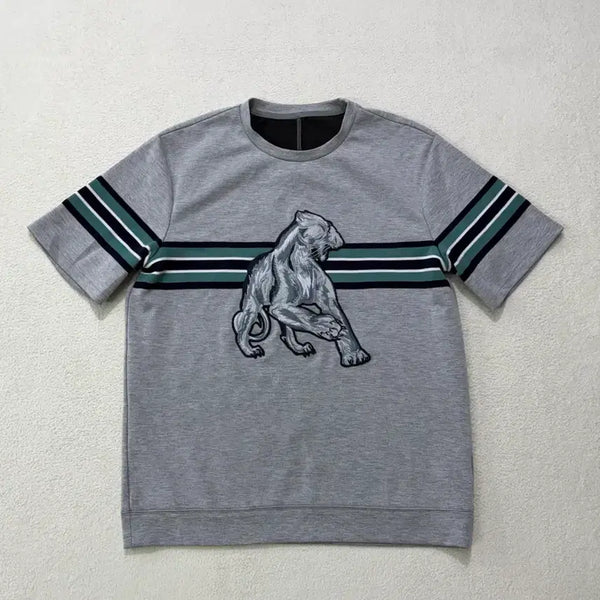 [BUNJANG] Time Homme Lion Embroidery Short Sleeve T-Shirt / 타임 옴므 사자 자수 반팔 티셔츠 100-105