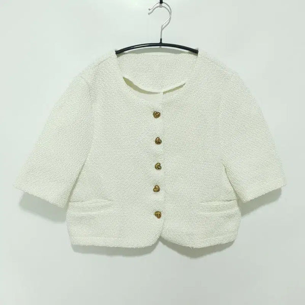 [BUNJANG] Heart Button Dewed Jacket / 하트버튼 드위드 자켓 F_S1859