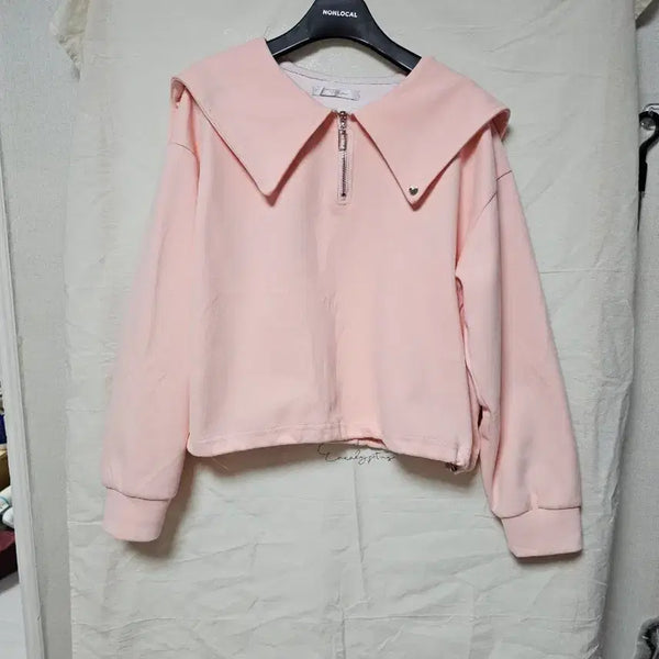 [BUNJANG] Pink Sailor Collar Sweatshirt (One Size) / 핑크 세일러 칼라 맨투맨(프리 사이즈)