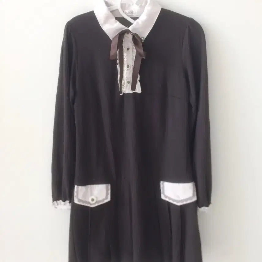 [BUNJANG] Axesfarm Brown Knit & White Lace Antique Dress (Unworn) / (미시착) 엑시즈팜 겉감 브라운니트 앤 화이트 레이스 앤틱 원피스 판매