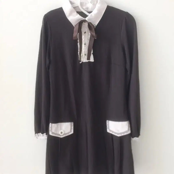 [BUNJANG] Axesfarm Brown Knit & White Lace Antique Dress (Unworn) / (미시착) 엑시즈팜 겉감 브라운니트 앤 화이트 레이스 앤틱 원피스 판매