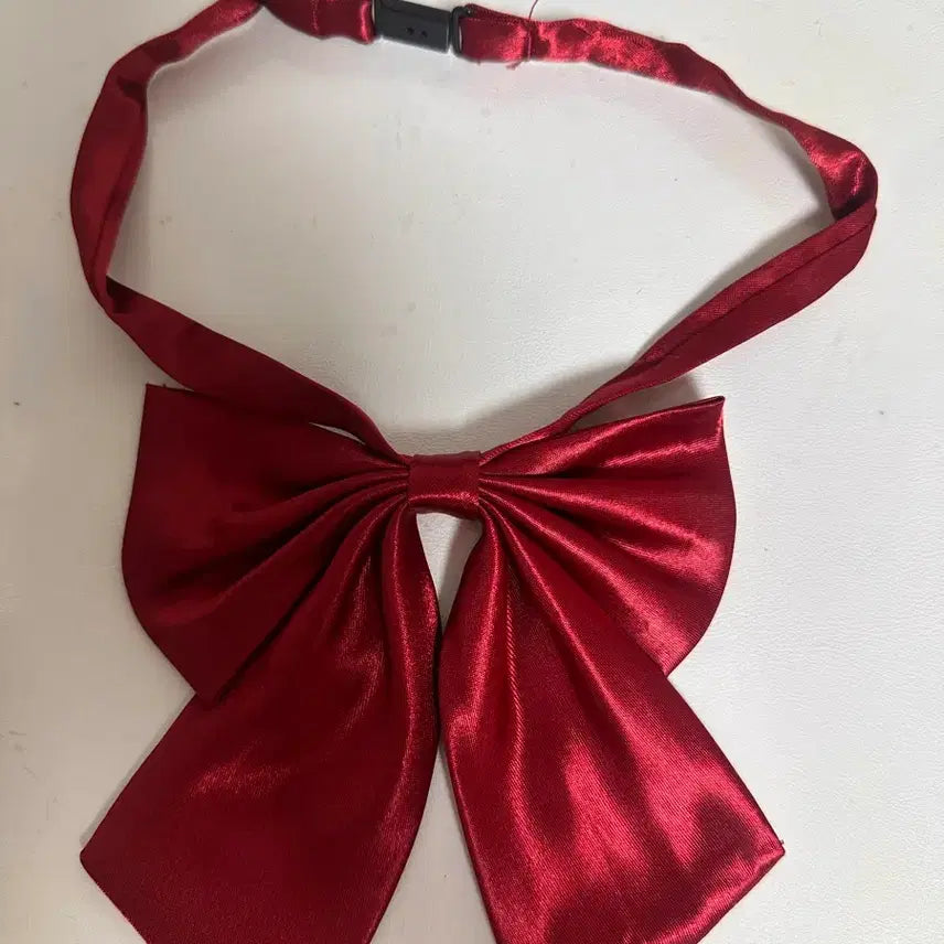 [BUNJANG] Satin Ribbon Butterfly Bow Tie - Red / 새틴 리본 나비 넥타이 레드
