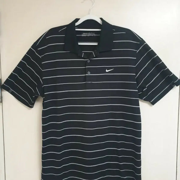 [BUNJANG] Nike Golf Dri-FIT Black Stripe Short Sleeve T-Shirt (M) / 나이키 골프 드라이핏 M 블랙 스트라이프 반팔티
