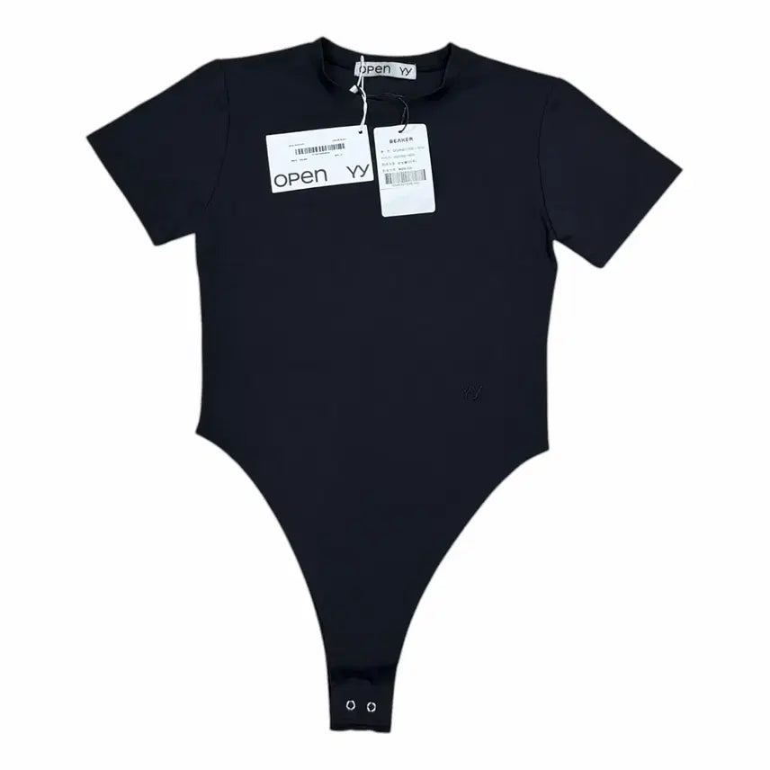 [BUNJANG] Open YY Short Sleeve Bodysuit Black Size 2 / 오픈 와이와이 바디수트 반팔 블랙 2