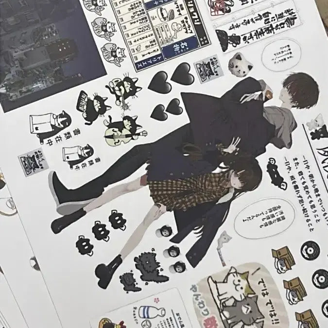 [BUNJANG] Xiaohongshu Sticker Book Loose Leaf Set 3 (12 Sheets) / [샤오홍슈] 스티커북 낱장세트 3(12장)