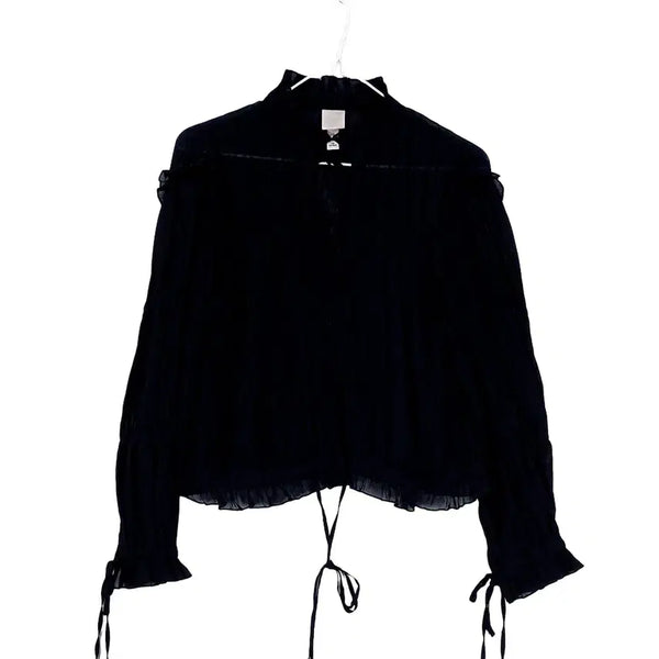 [BUNJANG] H&M Women's Chic Loose Fit Blouse Black Polyester / 에이치앤엠 여성 시크한 루즈핏 블라우스 85 블랙 00865