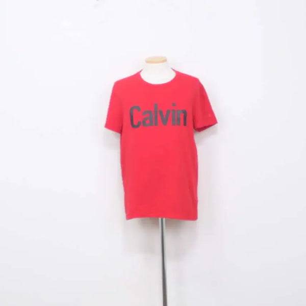 [BUNJANG] Calvin Klein Men's Round Neck Short Sleeve T-Shirt Red L (105) / [정품] 캘빈클라인 남성 라운드 반팔 티셔츠 L(105)사이즈 정인샵