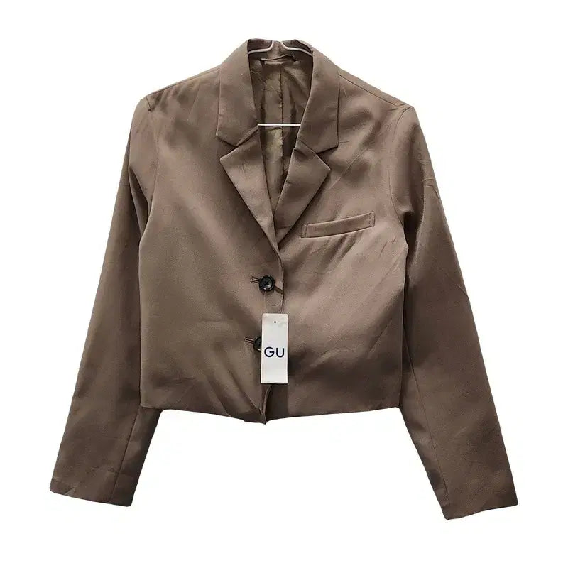 [BUNJANG] GU Jiyuu Feminine Beige Cropped Blazer (S) / [새상품] GU 지유 페미닌 베이지 크롭 블레이저 S
