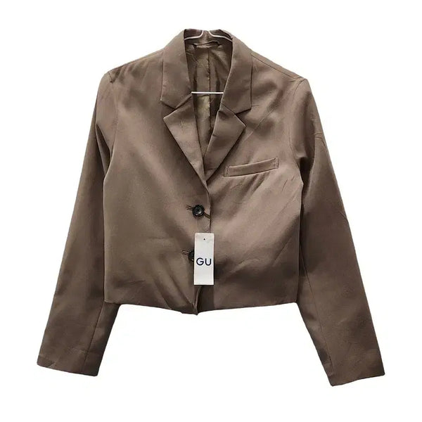 [BUNJANG] GU Jiyuu Feminine Beige Cropped Blazer (S) / [새상품] GU 지유 페미닌 베이지 크롭 블레이저 S