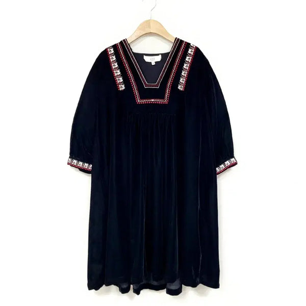 [BUNJANG] Atelier Vanessa Bruno Black Velvet Embroidered Dress / 아떼바네사브루노 블랙 벨벳 에스닉 자수 원피스 매장정품 B265