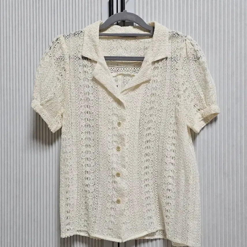 [BUNJANG] Monts Lace Short-Sleeve Blouse Ivory Size 55 / 몬츠 레이스 반팔 블라우스 아이보리 55