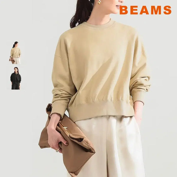 [BUNJANG] BEAMS Demirux Sloan Bespoke Brushed Cropped Long Sleeve Sweatshirt / 빔즈 데미룩스 슬로안 별주 기모 크롭 긴소매 스웨트