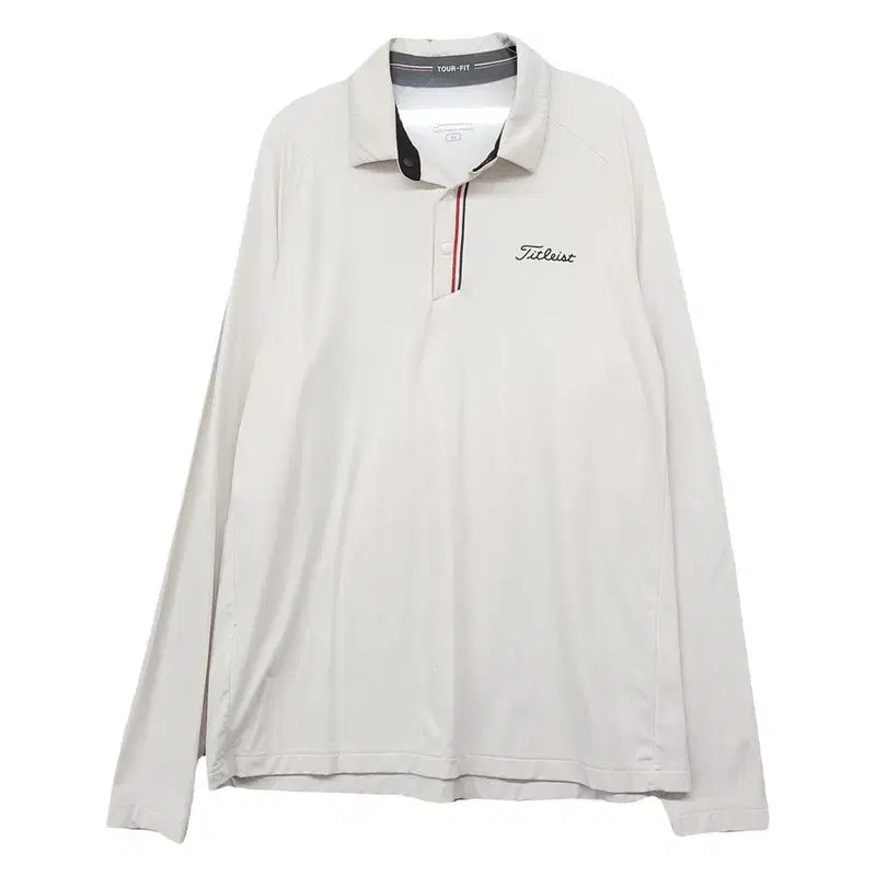 [BUNJANG] Titleist White Golf Performance Long Sleeve Polo Shirt XL (105) / 타이틀리스트 화이트 골프 기능성 긴팔 카라티 XL(105)