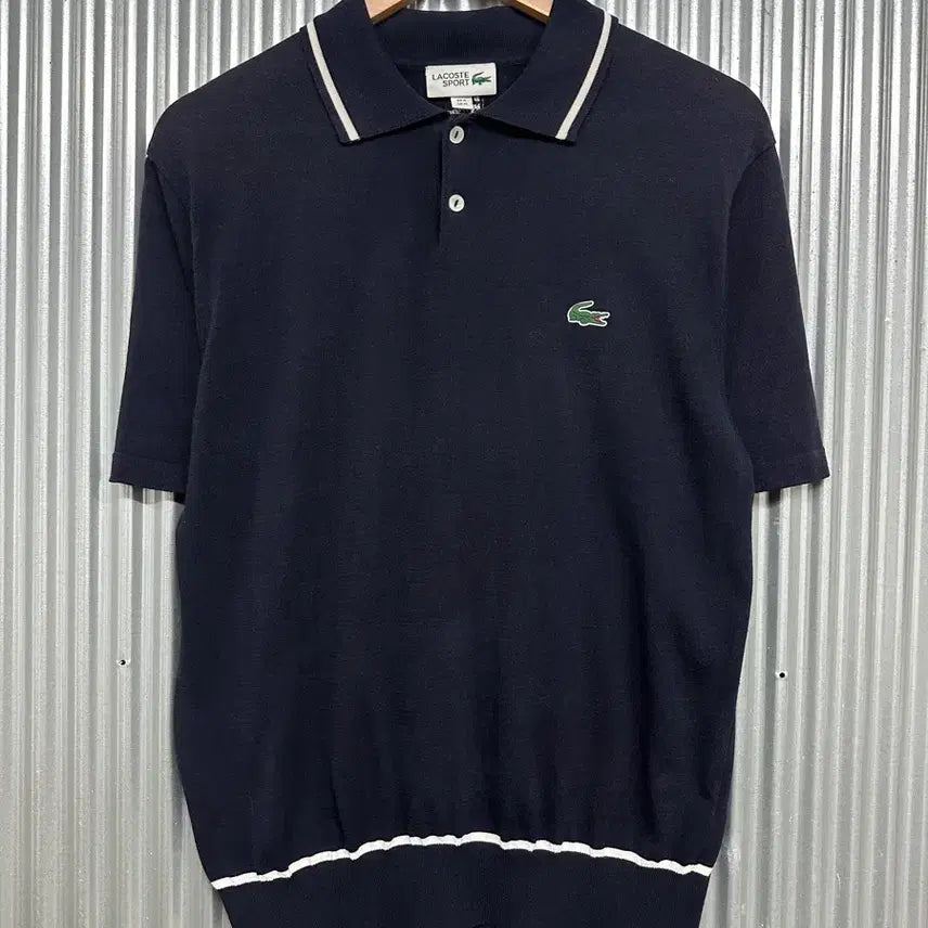 [BUNJANG] Lacoste Sport Navy Knit Collar Short Sleeve Polo T-Shirt / [M] 라코스테 LACOSTE SPORT 네이비 니트 카라 반팔 티셔츠