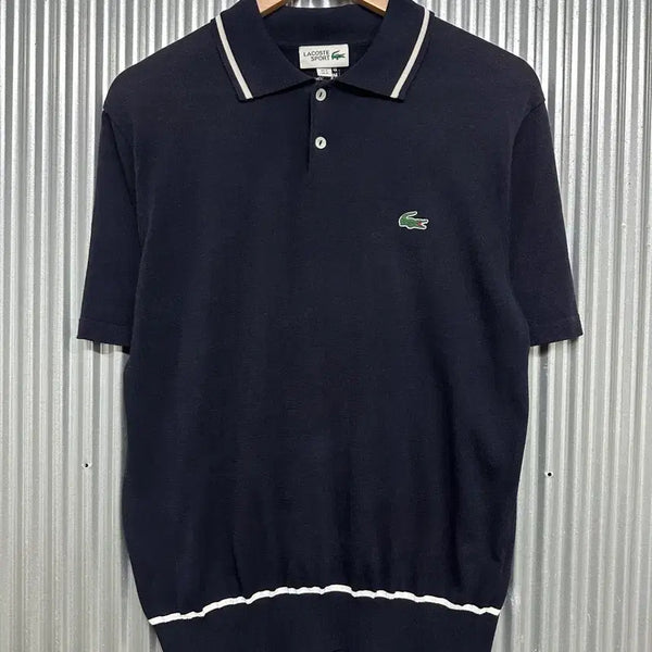 [BUNJANG] Lacoste Sport Navy Knit Collar Short Sleeve Polo T-Shirt / [M] 라코스테 LACOSTE SPORT 네이비 니트 카라 반팔 티셔츠