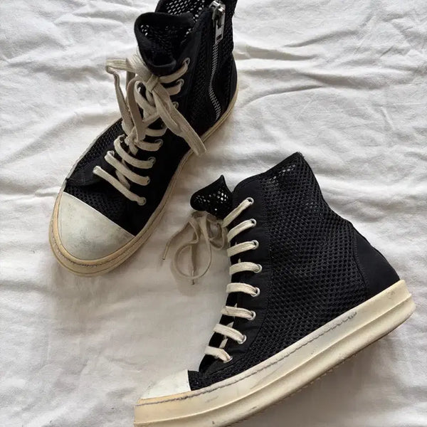 [BUNJANG] Rick Owens DRKSHDW 14ss Mesh Ramones High Top Sneakers Size 41 / 릭오웬스 다크쉐도우 14ss 메쉬 라몬즈 하이  RICK OWENS DR