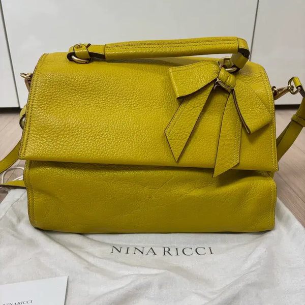 [BUNJANG] Nina Ricci Lemon Leather Tote Bag / 니나리치 토트백 판매 레몬색 가죽좋아뇨