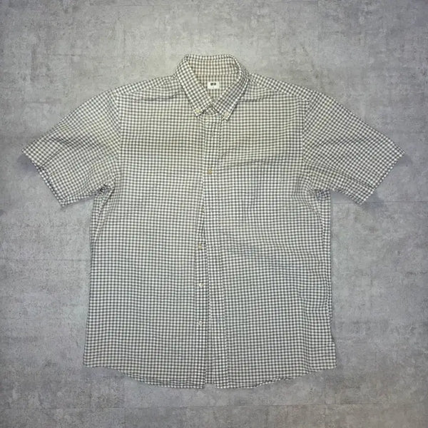 [BUNJANG] Uniqlo Brown Check Short Sleeve Shirt / [만원샵) 유니클로 브라운 체크 반팔셔추