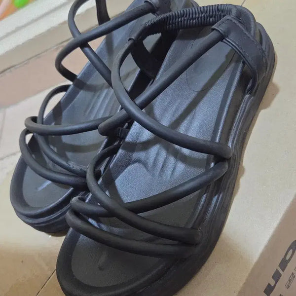 [BUNJANG] 3cm Platform Black Sandals / 3cm 통굽 블랙 샌들