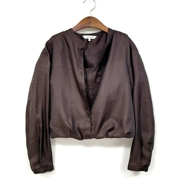 [BUNJANG] L'EVVRE Brown Sheer Layered Blouse / 루에브르 브라운 시어 레이어드 블라우스 B266