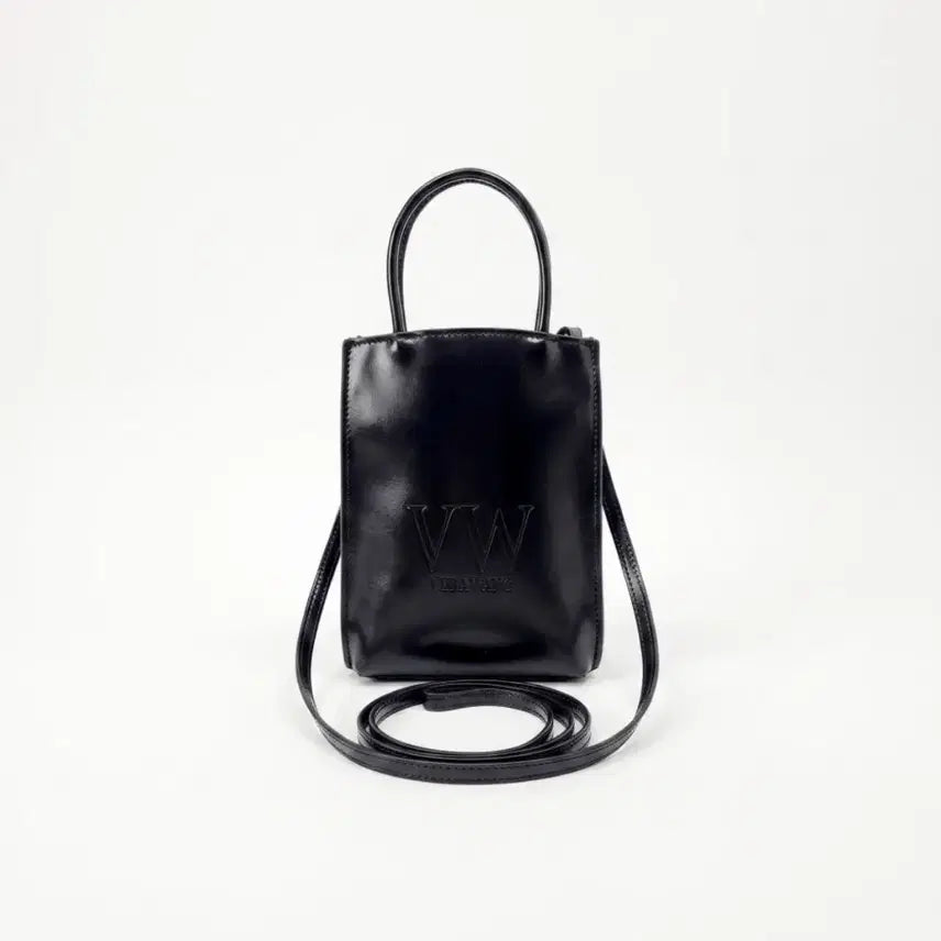 [BUNJANG] Vera Wang Black Leather Mini Tote Crossbody Bag / [미개봉 새상품] 베라왕 블랙 레더 미니 토트 크로스백