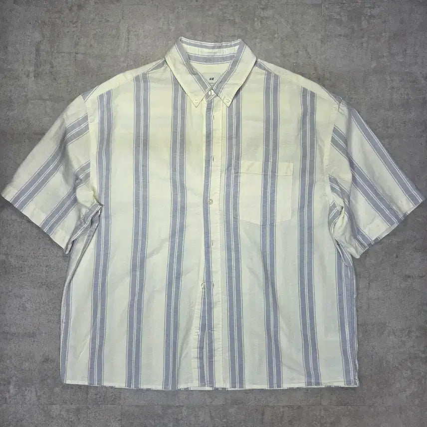 [BUNJANG] H&M Striped Short-Sleeve Shirt / 만원샵) H&M 스트라이프 반팔 셔츠